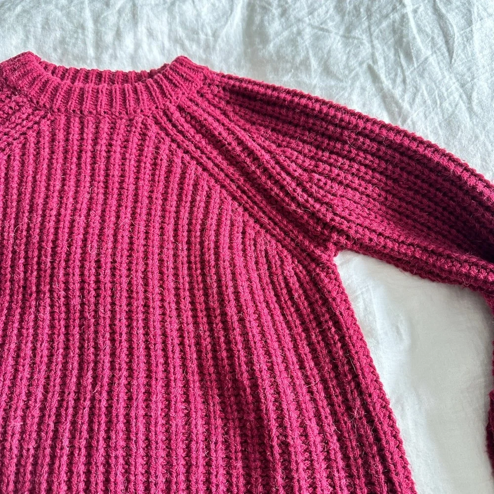 Maje Ribbed Knit Sweater - Deep Red - Picture 6 of 9